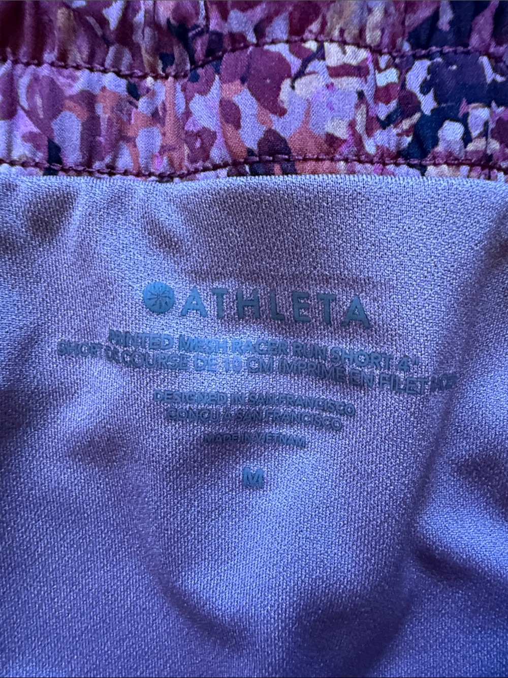 Athleta Racer Run Mid Rise Pink Combo Shorts, size medium - Picture 3 of 10